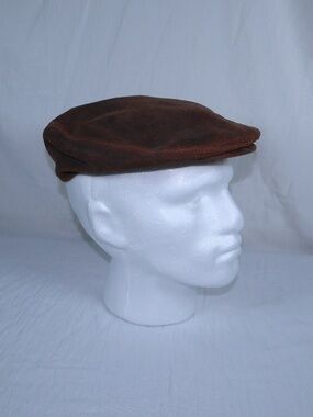 RARE Vintage Orvis Suede Leather Newsboy Cabbie Ascot Flat Cap